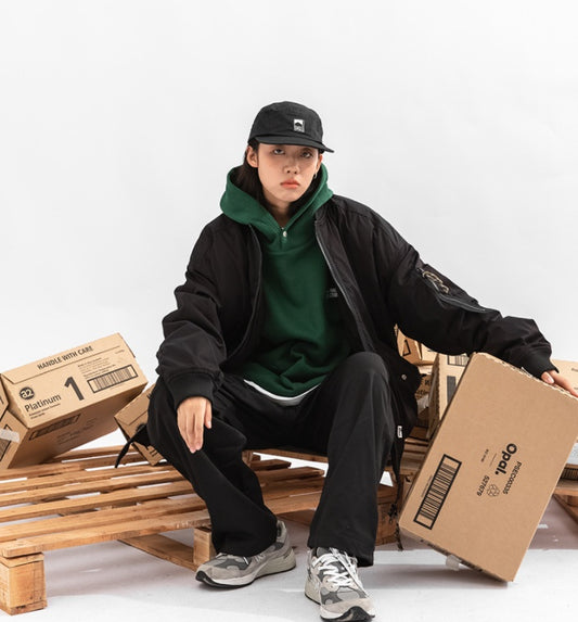Style Zipper Stand Collar Tooling Casual Flight Suit Baseball Uniform