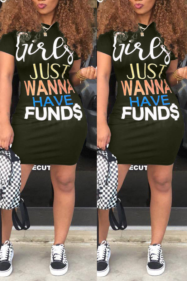 European And American Women's Decorative Body Print Dress