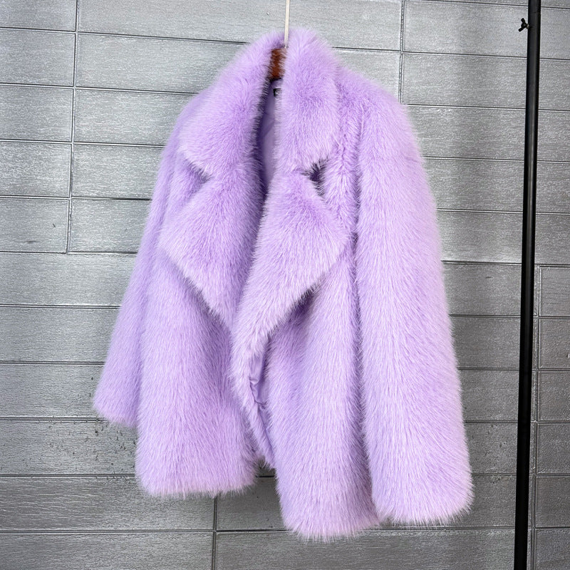 Minkpels Mellemlang Blazer Krave Faux Fur Frakke
