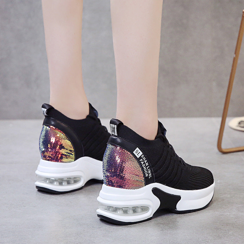 Daddy Shoes Breathable Mesh Shoes Casual All-match Thick-soled Inner Increase Sports White Shoes