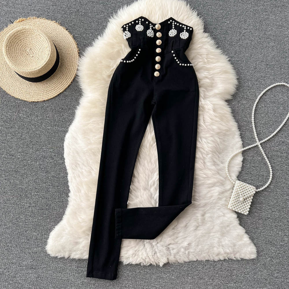 Ladies Versatile Discount Beaded Slim Pencil Pants