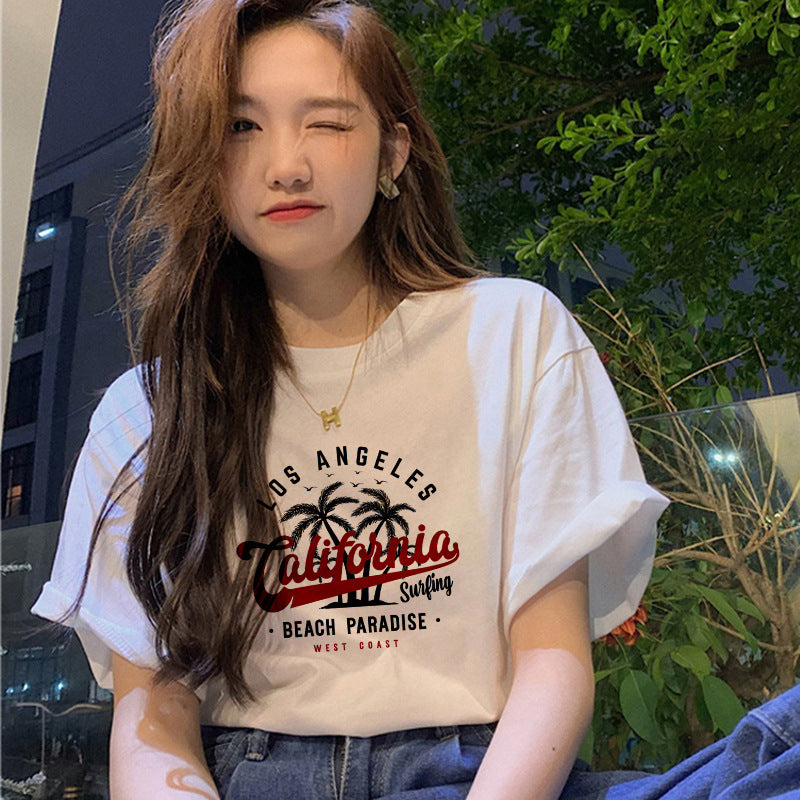Short-sleeved Women's Clothing Ins Fashion Printing Fashion All-matching