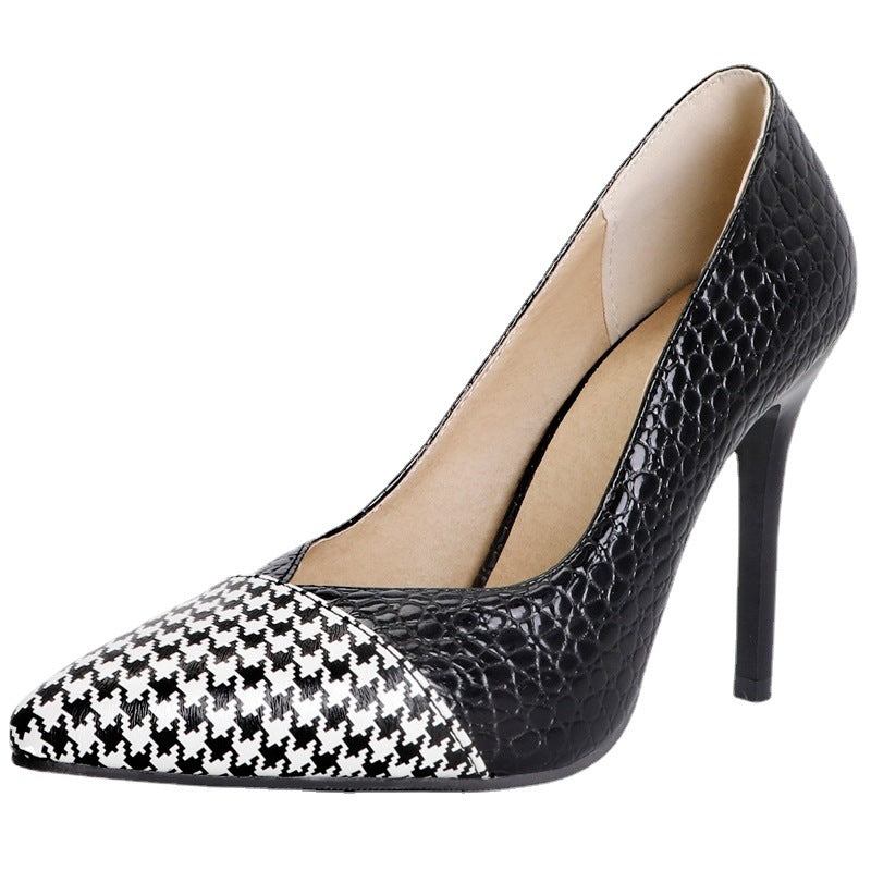 High Heels European And American Color Matching Pointed Shallow Mouth Stiletto Shoes