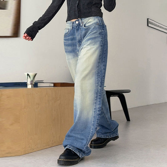 Loose Personality Street Washed And Worn Jeans