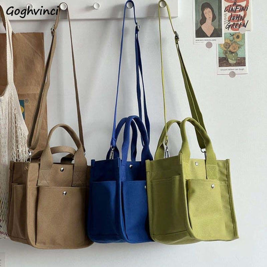 Canvas Crossbody Bag With Large Capacity