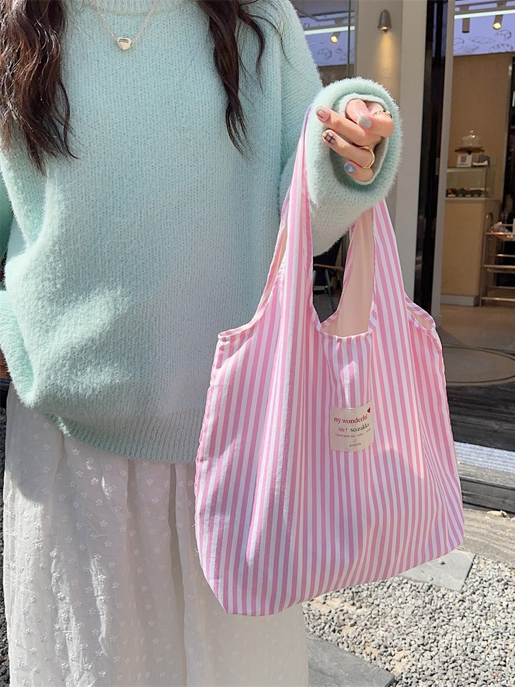 New Large Capacity Striped Canvas Bag Women