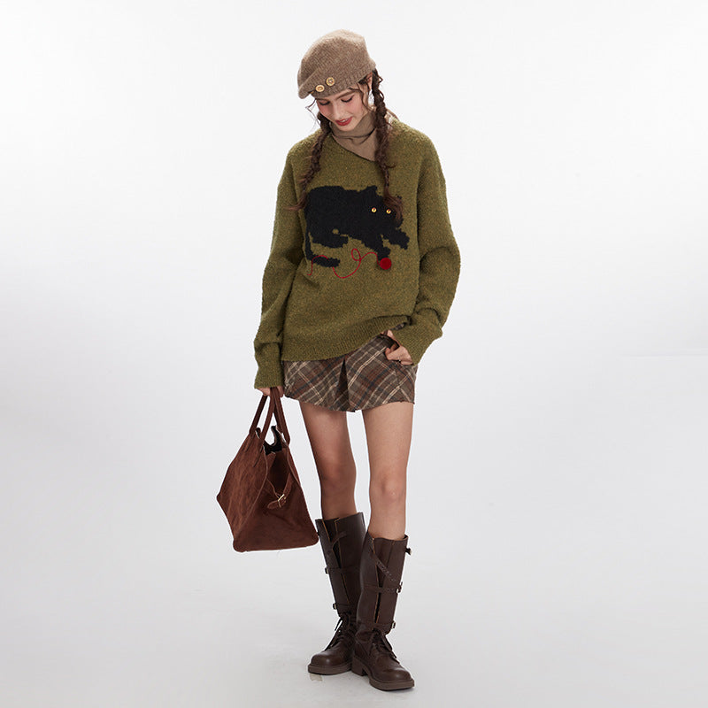 Cat Sweater Women's Autumn And Winter Lazy Leisure Pullover Knitted