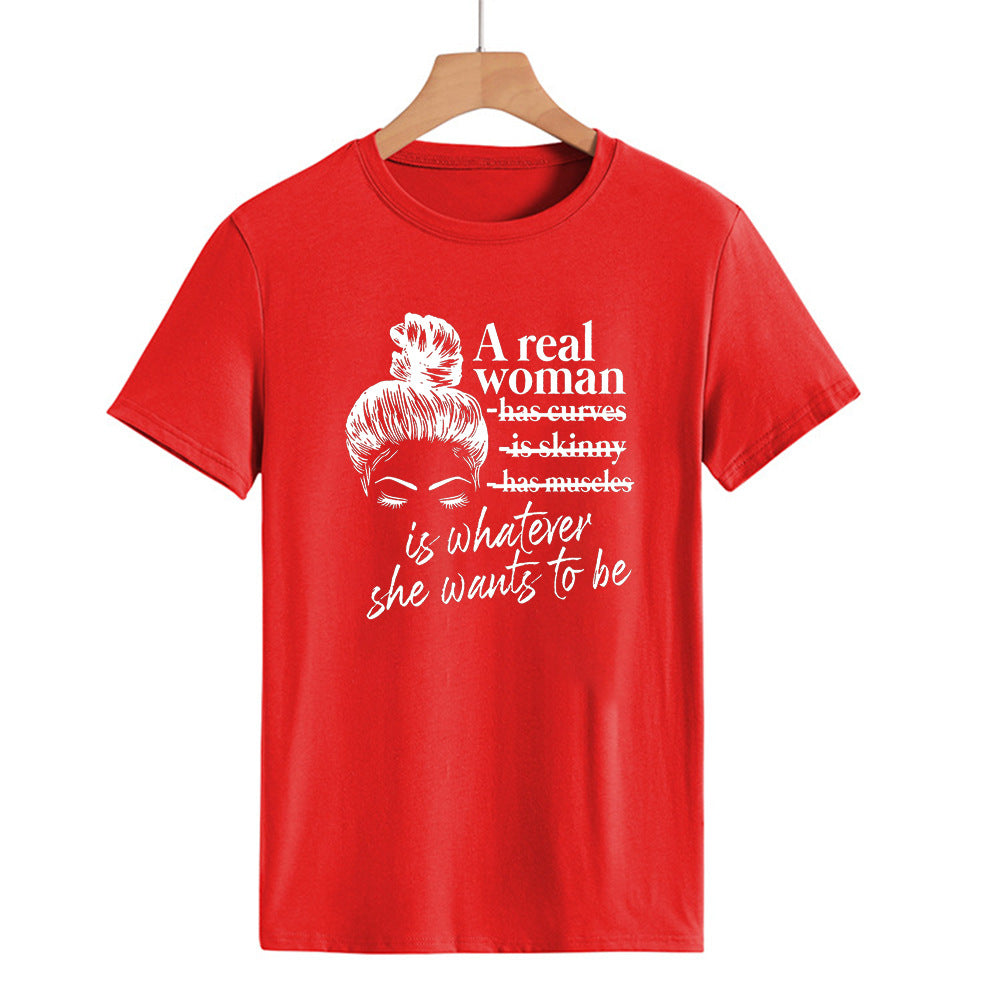 T-shirt med bogstavprint, rund hals og korte ærmer