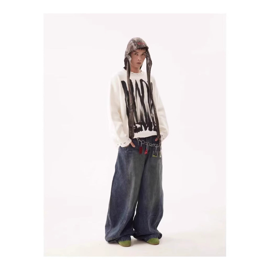Men's High Street Loose Washed Machete Jeans
