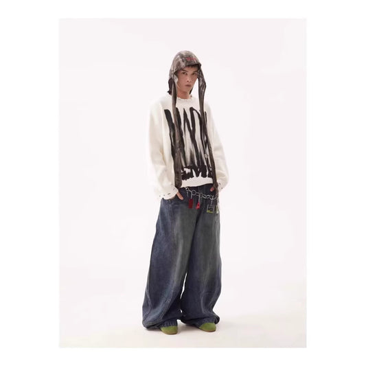 Men's High Street Loose Washed Machete Jeans