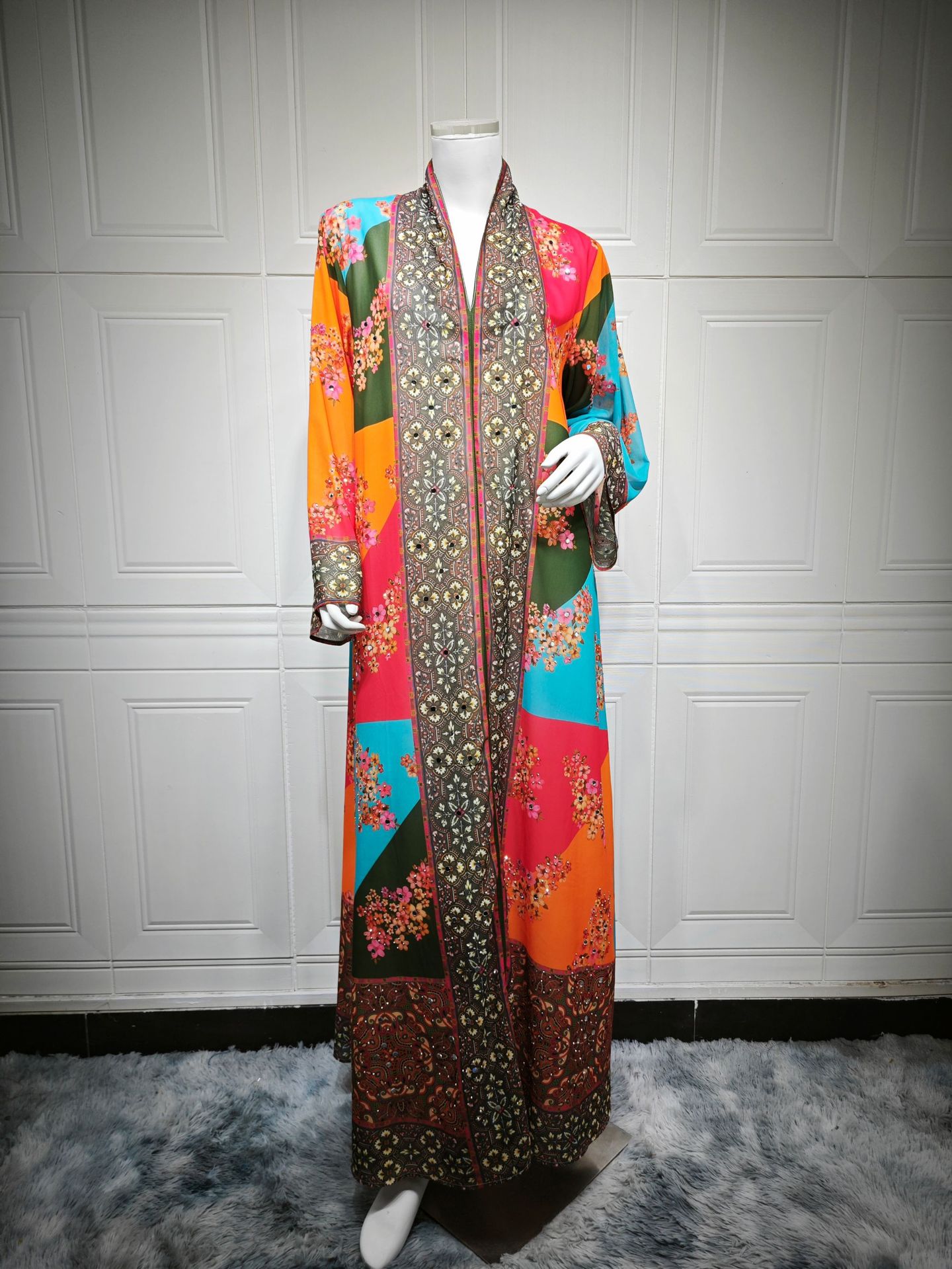 Womens Fashion Printed Long-Sleeve Dress