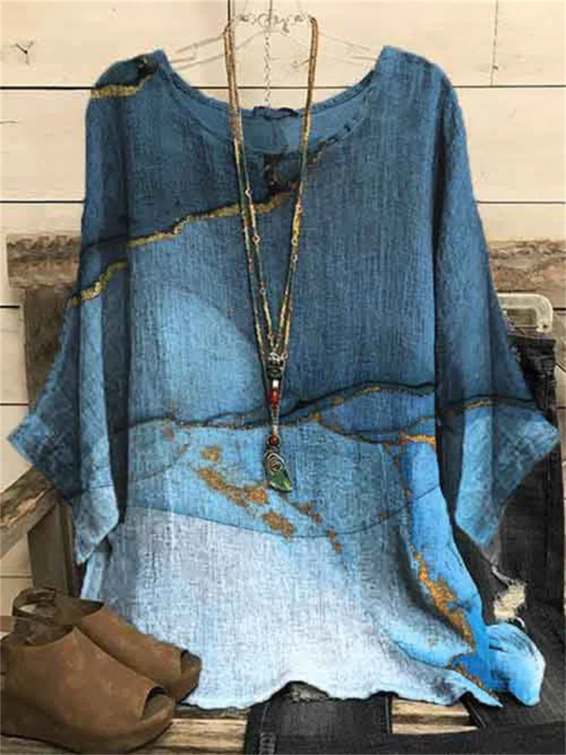 Loose Round Neck Long-sleeved T-shirt For Women