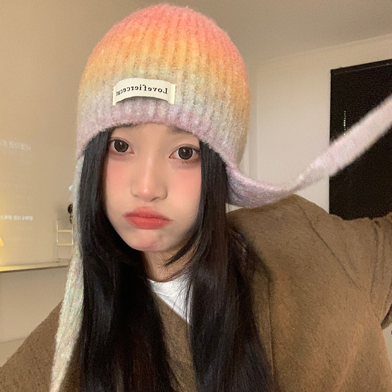 Winter Big Head Circumference Warm Ear Protection Knitted Hat Children