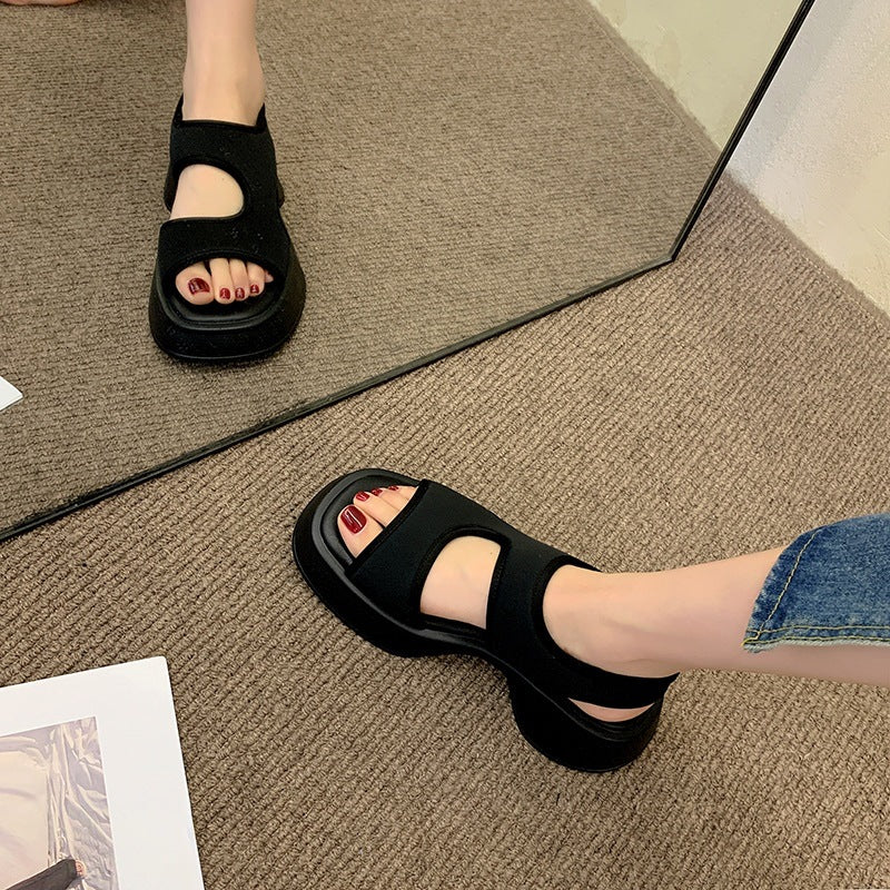 Summer New Casual Stretch Cloth All-match Muffin Thick Sports Sandals