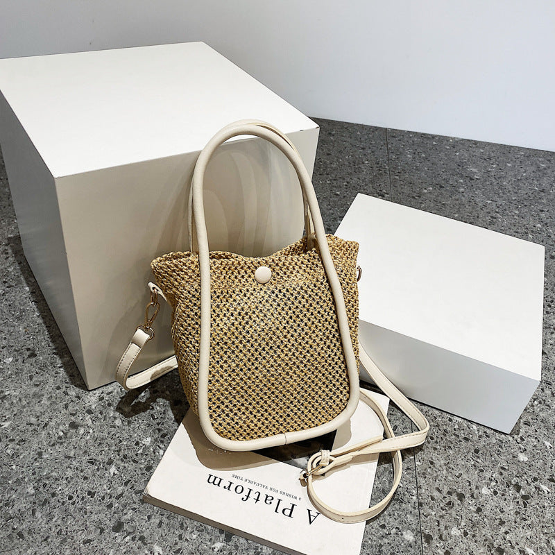 Women's Straw Portable Bucket Bag