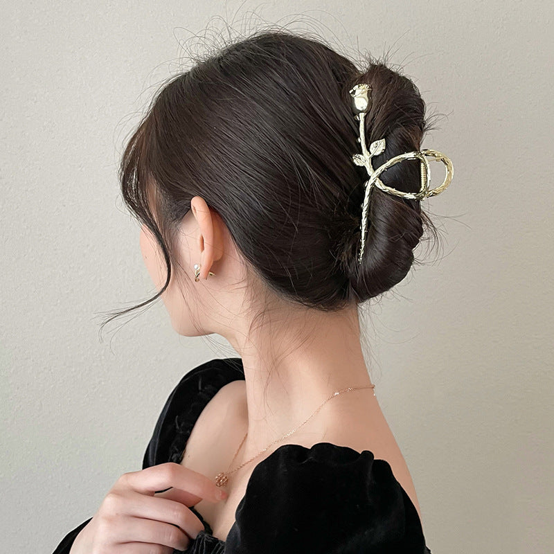 Korean Version Of Roses Oversized Catch Clip Metal