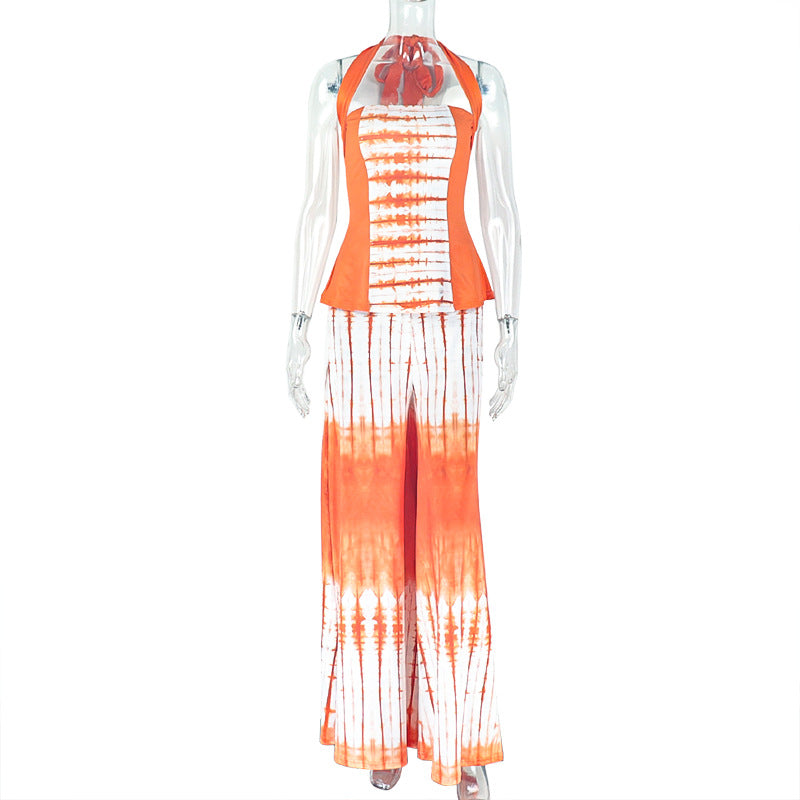 Women's Loose-fit Backless Printed Skirt Set