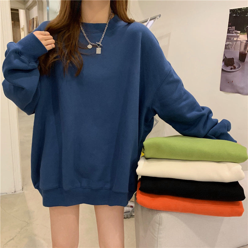 Dame Sweater i Ensfarvet med Pelsdetaljer