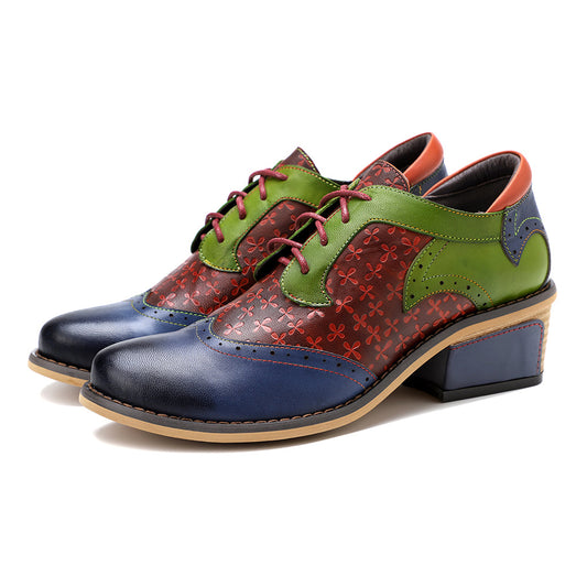 Casual Retro Ethnic Brock Stitching College Style Single Shoes