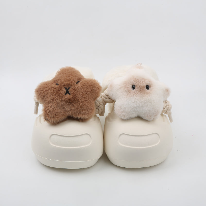 Cute Plush Detachable Fleece-lined Insulated Outdoor Slip-ons With A Thick Sole