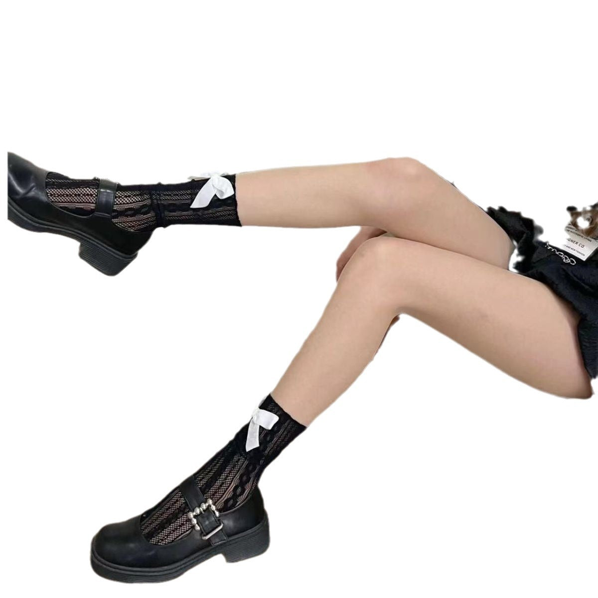 Womens Mesh Breathable Lace Calf Socks