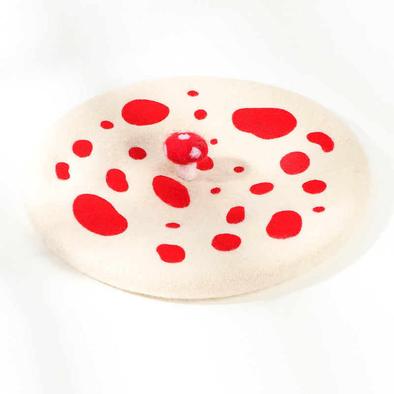 Women's Autumn And Winter Korean Version Versatile Mushroom Hat Embroidery