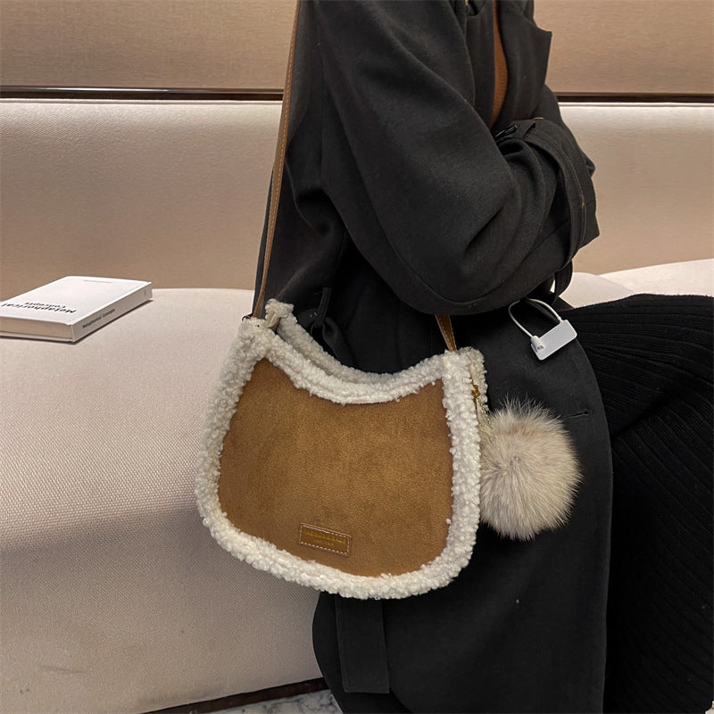 Lamb Fleece Personalized Frosted Small Round Bag