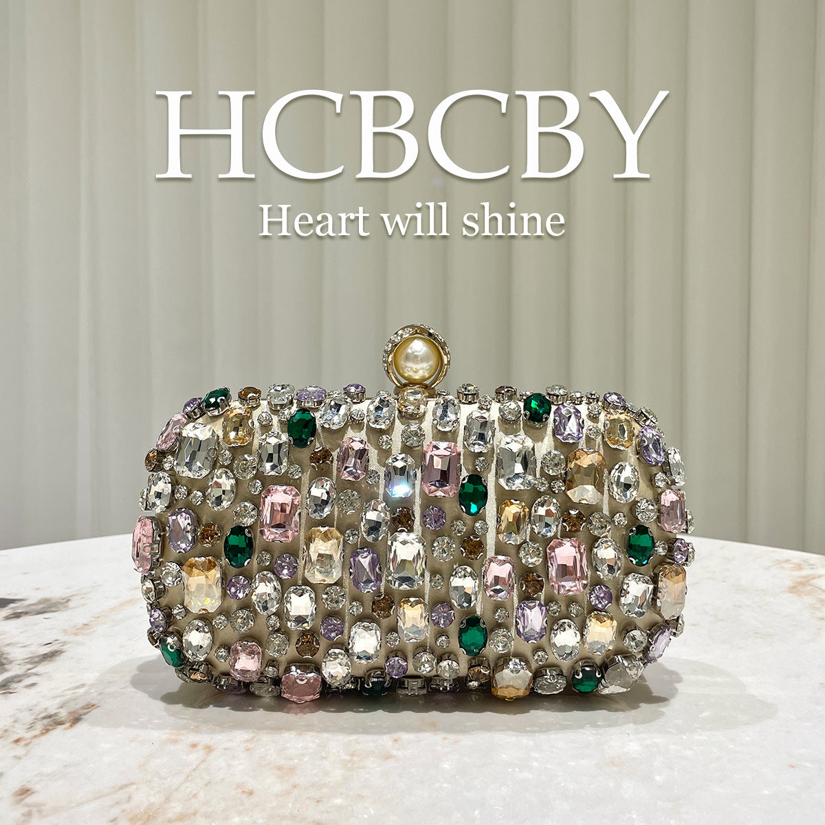 Womens Luxurious Gold-colored Clutch With Dazzling Rhinestone Accents