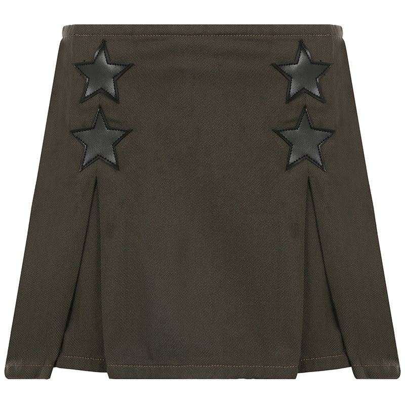 Niche High Waist Slimming A- Line Pleated Short Skirt For Women