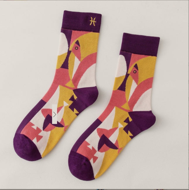 12Constellations Embroidered Socks Autumn And Winter
