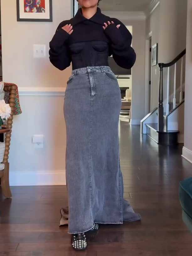 Denim Bodycon Maxinederdel
