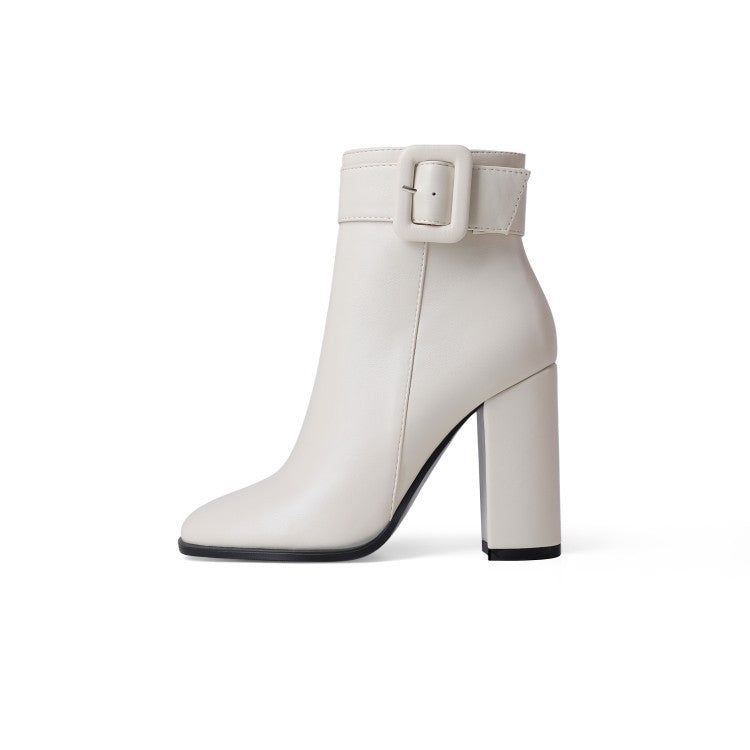 Belt Buckle Thick Heel Short Boots Women European And American Fashion Women's Boots