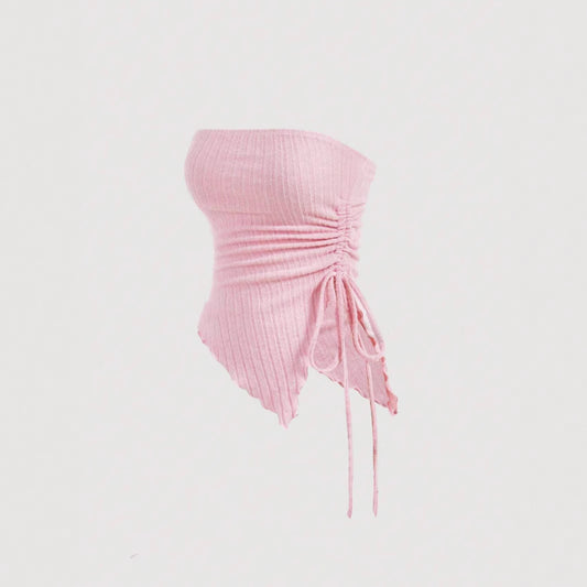 Women's Solid Color Tie-wrapped Bustier Top