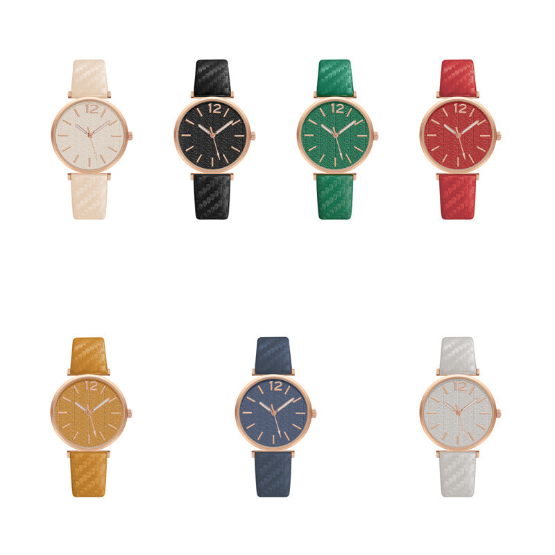 Ladies New Belt Watch Gold Shell Acupuncture Needle Casual Fashion Quartz Watch