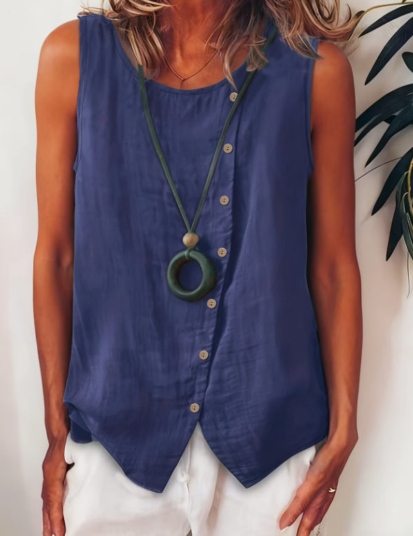 Women's Bohemian Sleeveless Button-Front Shirt