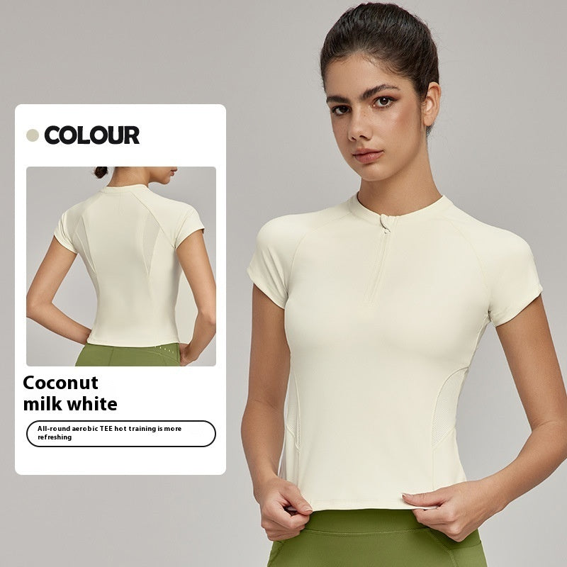 Breathable Sports Short-sleeved T-shirt Women's Waist Workout Top