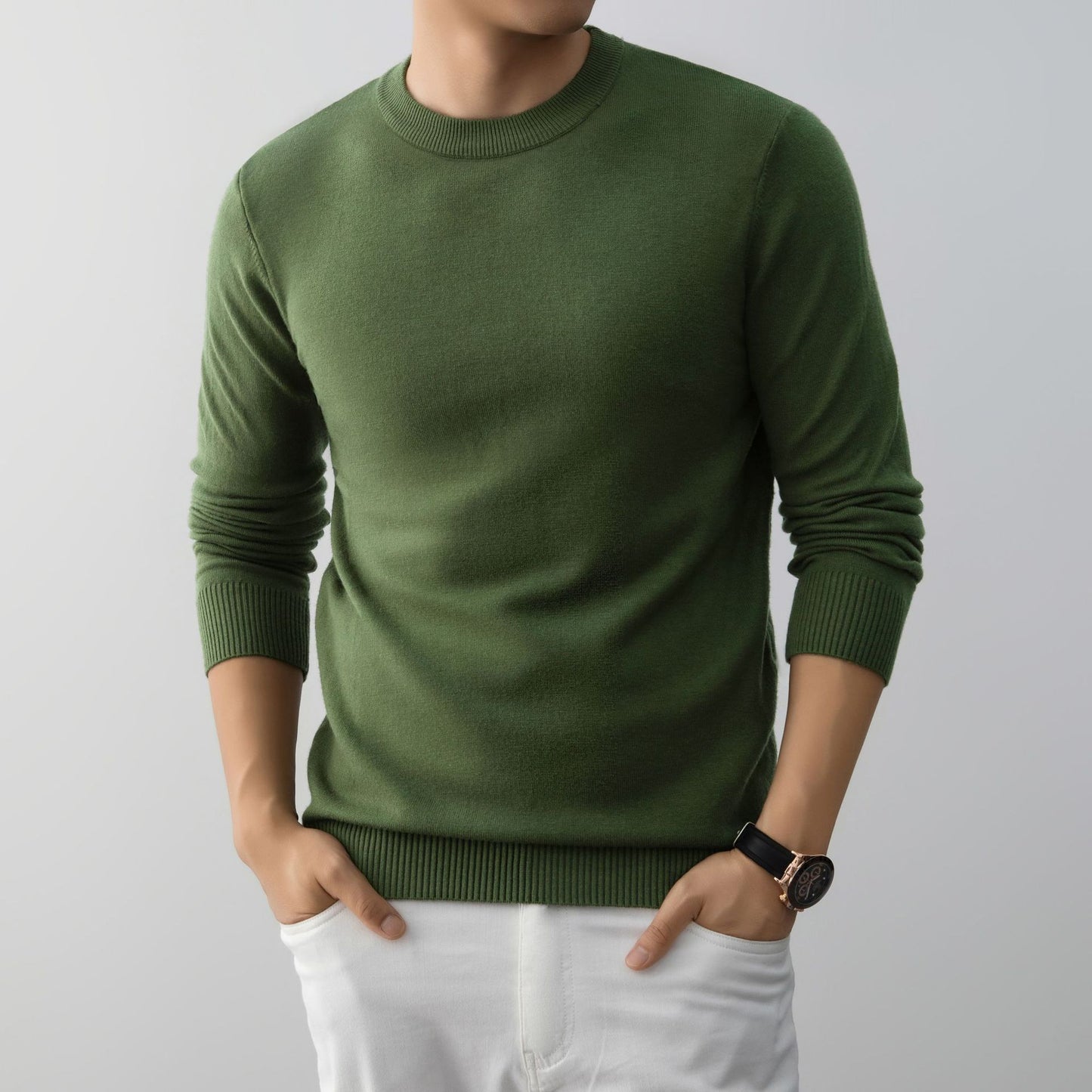 Mens Stylish And Minimalist Crew-neck Knit Sweater