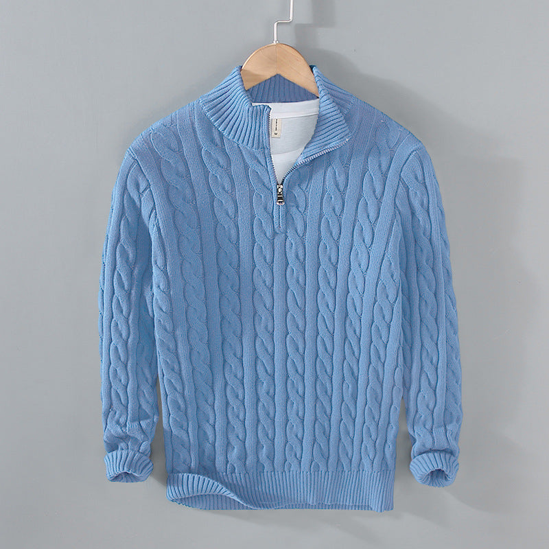 Men's Half-height Zip Twist Knit Bottoming Shirt
