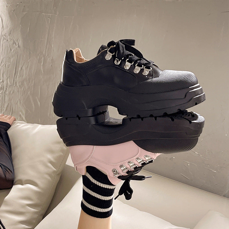 Platform Leather Shoes Female British Style