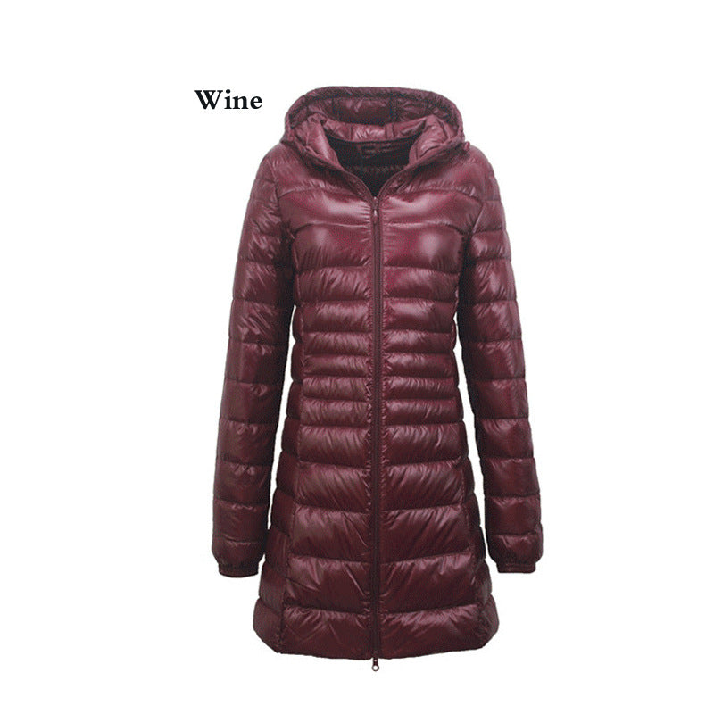 Lightweight Mid-length Plus Size Slim Fit Women's Down Jacket