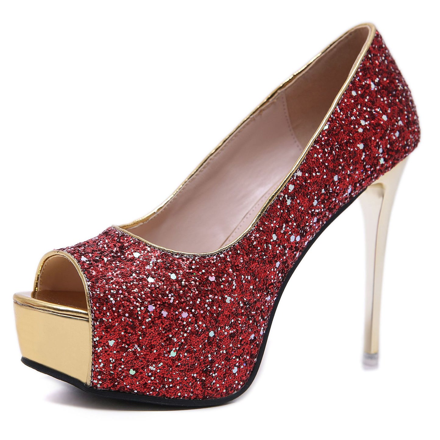 Sexy Super High-heeled Stiletto Sequined Shallow Mouth Women's Shoes