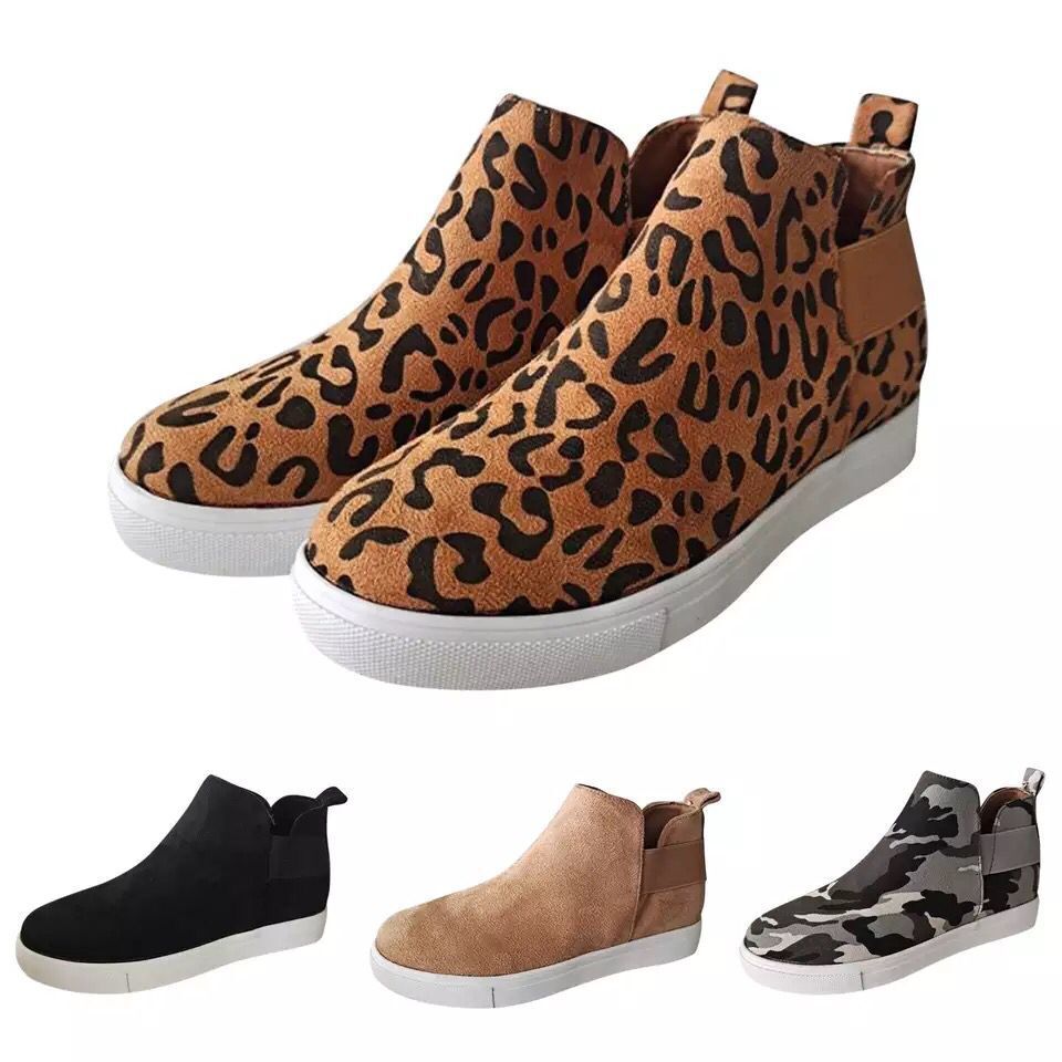 Thick-soled Women's Flat-soled Casual Shoes Leopard Print Lazy