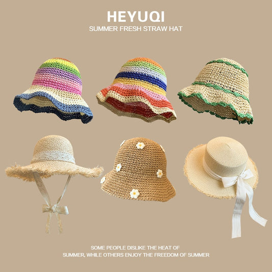 French Lace Raffia Hat Women's Summer Seaside