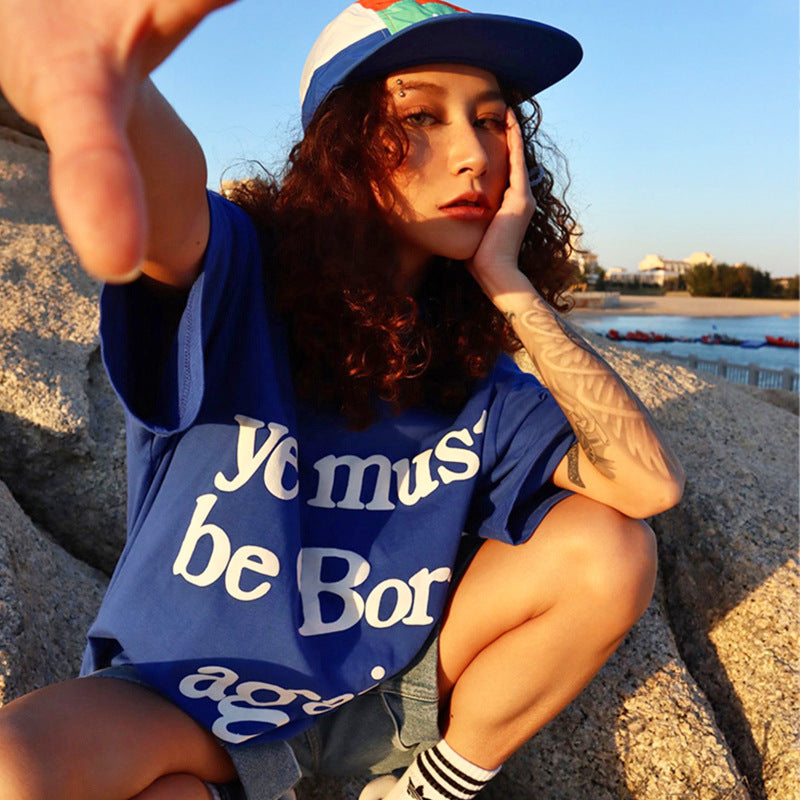 Letter You Must Be Born Again Printed Short Sleeve T-shirt