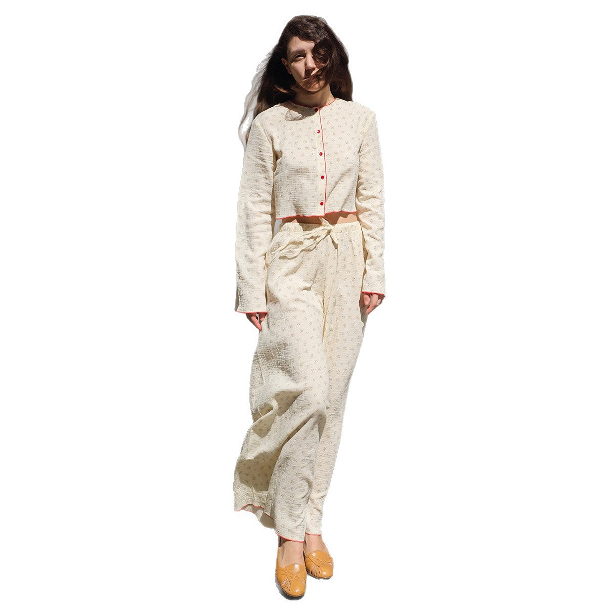 Womens 100 Cotton Printed Top And Pants Pajama Set