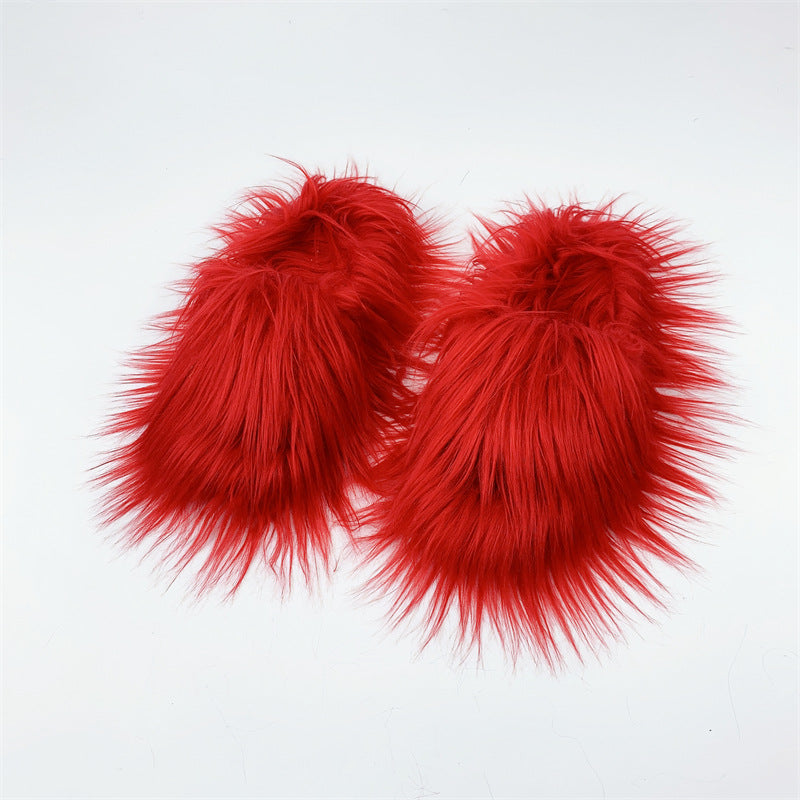 Home Slippers Sheep Long Hair Woolen Slipper