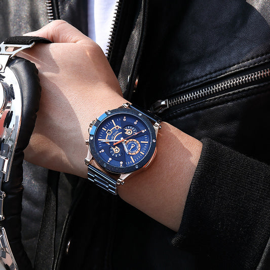 Steel Belt Multifunctional Sports Watch Men's Waterproof Luminous