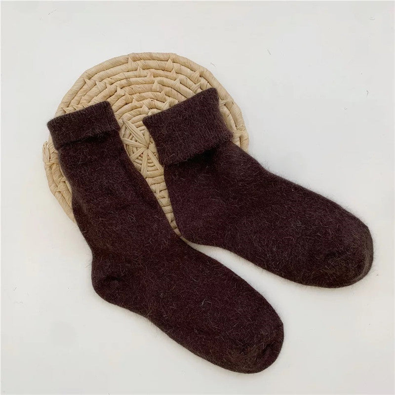 Japanese Winter Solid Color Thickened Warm Rabbit Wool Socks