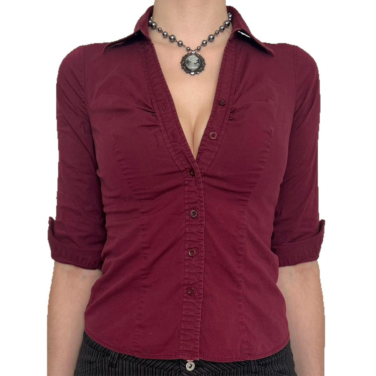 Solid Color Buttons Long Sleeve Shirt For Women