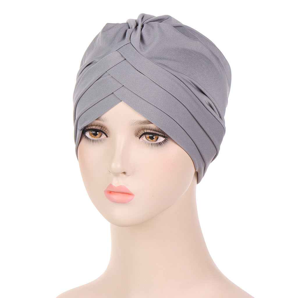 New Multi-color Crystal Hemp Three-layer Turban Hat